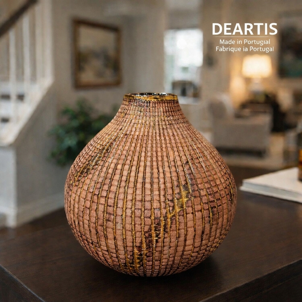 Deartis Portugal Textured Earthenware Ceramic Vase | MCM Art Pottery